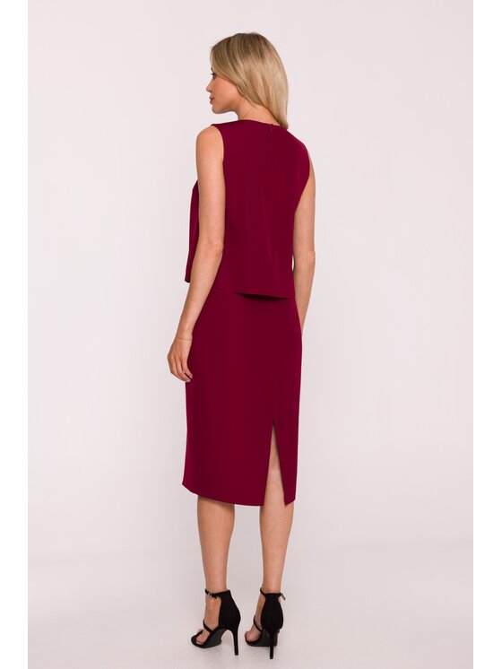 Stylove Stylove Sukienka elegancka s422 Bordowy A-Line Fit