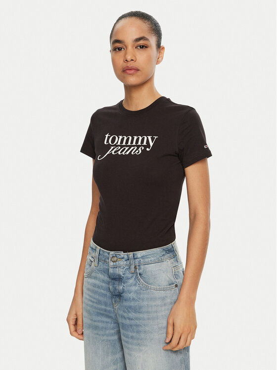 Tommy Jeans Tommy Jeans Tricou Essential DW0DW19447 Negru Slim Fit