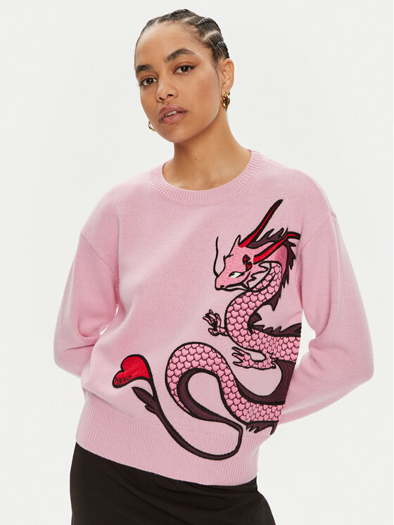 PINKO Pinko Sweter Calancola 102875 A1LM Różowy Regular Fit