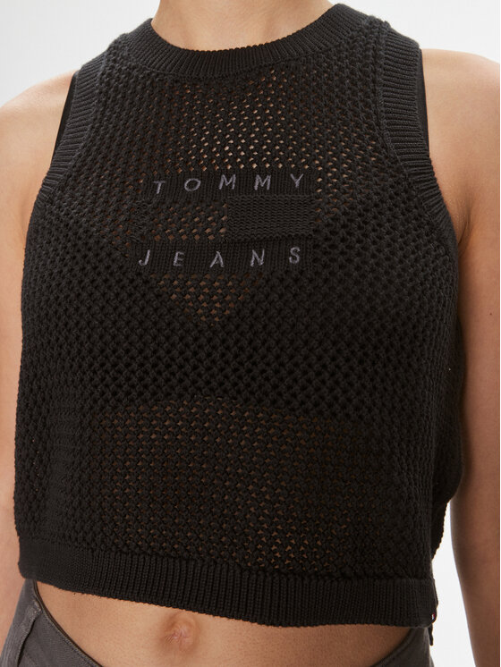 Tommy Jeans Tommy Jeans Top DW0DW18336 Negru Regular Fit