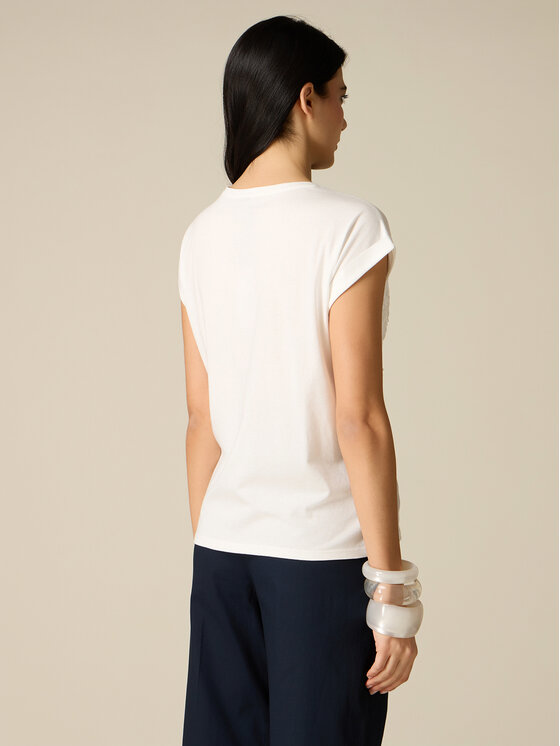 Oltre Oltre T-Shirt G00DJ004618N011 Biały Regular Fit