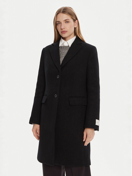 Calvin Klein Calvin Klein Palton de lână LV044D558G Negru Slim Fit