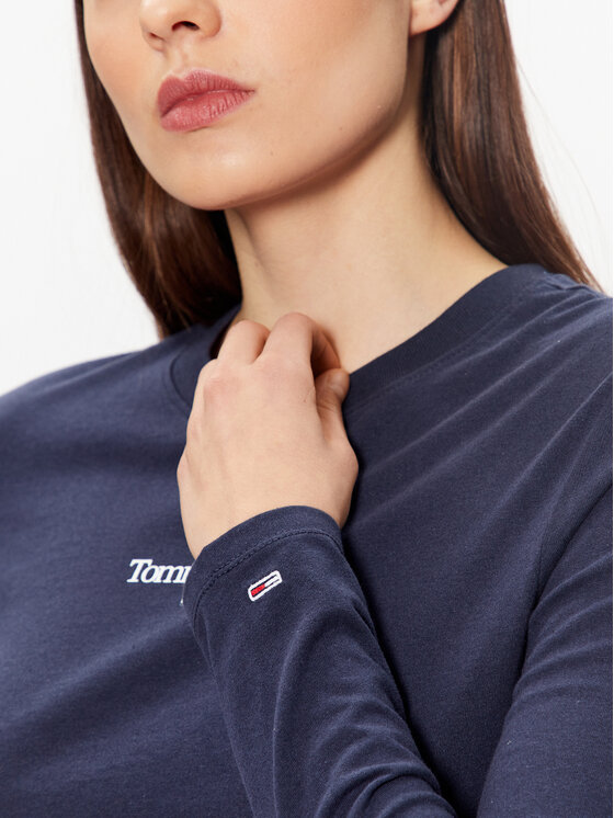 Tommy Jeans Tommy Jeans Bluse Essential Logo DW0DW15443 Dunkelblau Cropped Fit