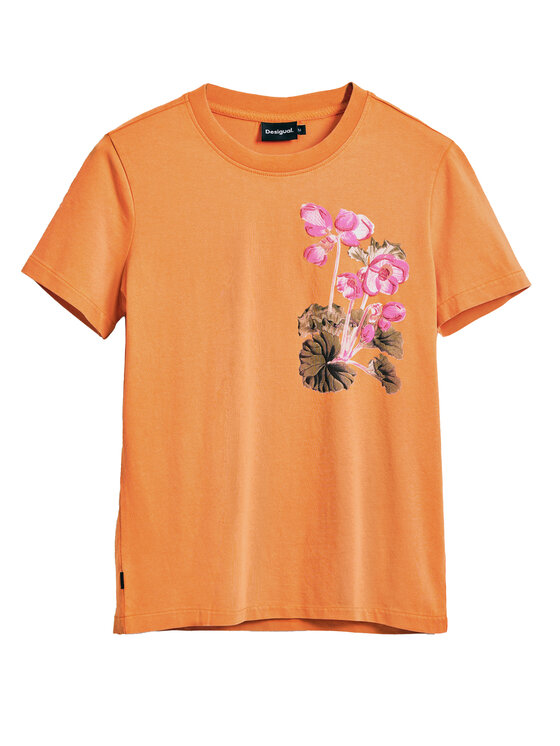 Desigual Desigual T-Shirt Botanical 25SWTK48 Πορτοκαλί Slim Fit