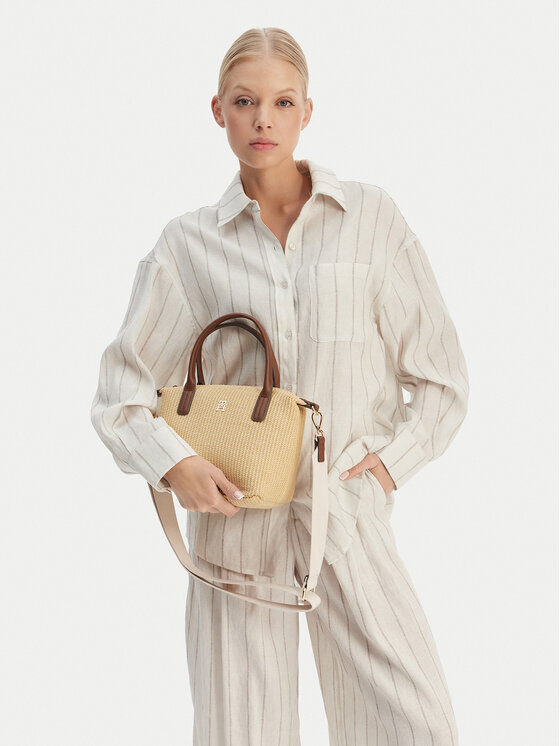 Tommy Hilfiger Táska Popette Mini Tote Raffia AW0AW18523 Bézs