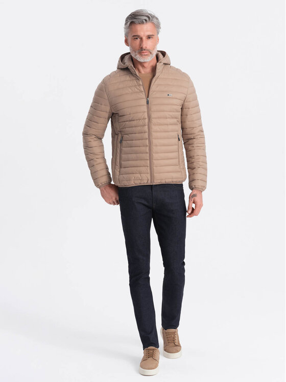 Ombre Ombre Kurtka przejściowa OM-JALP-0156 Brązowy Regular Fit