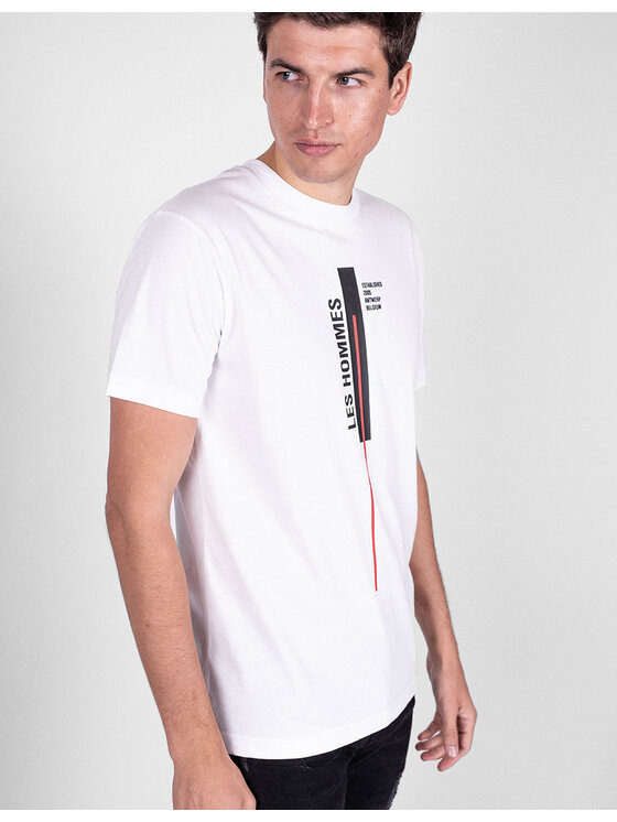 Les Hommes Les Hommes T-Shirt LJT201 700P | Vertical Line Bílá Regular Fit