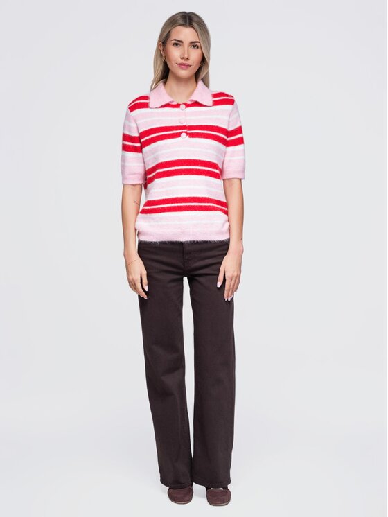 Ombre Ombre Svetr OW-SW-E0031 Růžová Relaxed Fit
