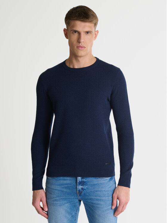 BIG STAR BIG STAR Sweter REYLON Granatowy Basic Fit