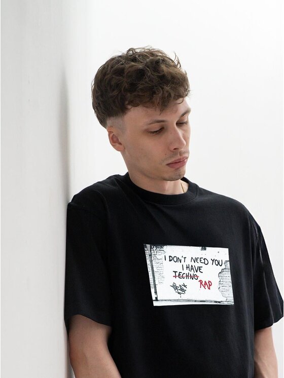 MyStars MyStars T-Shirt Szeroka luźna rap 128993 Czarny Oversize