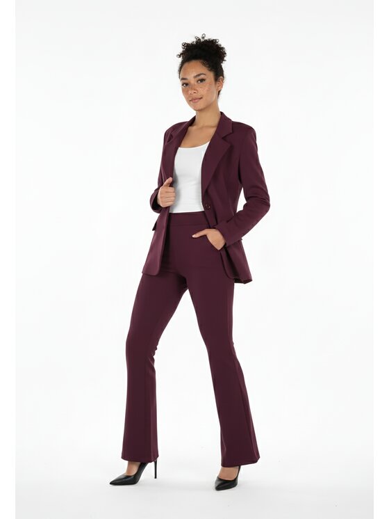 FIGL FIGL Komplet marynarka i spodnie materiałowe M1273 Bordowy Regular Fit