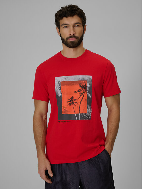 4F 4F T-Shirt BEACHWEAR Czerwony Regular Fit