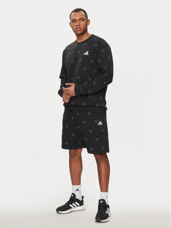 adidas Felpa Seasonal Essentials Monogram Graphic IS1828 Nero Regular Fit