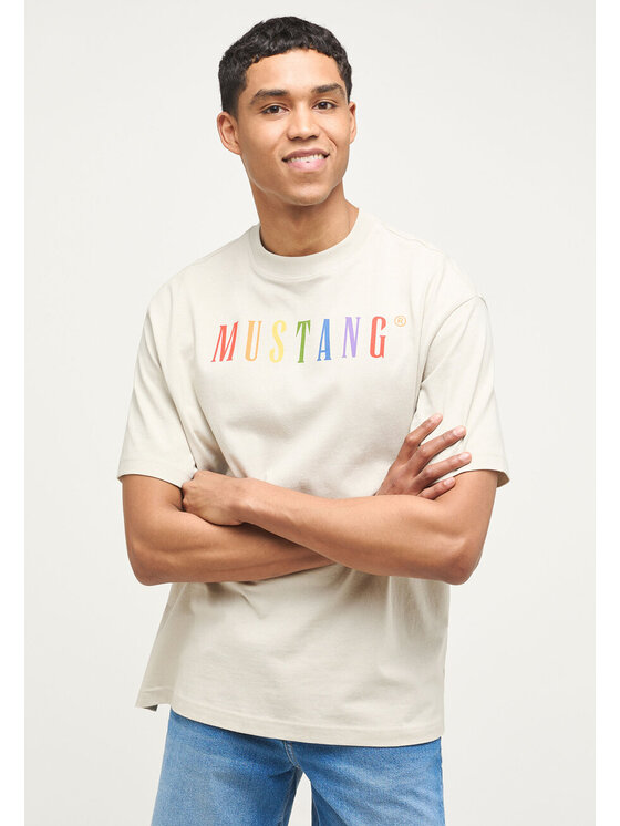 Mustang Mustang T-shirt AIDAN C PRIDE Beige Loose Fit