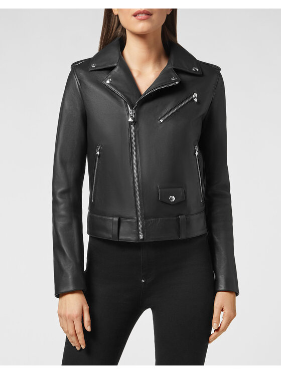 PHILIPP PLEIN PHILIPP PLEIN Giacca di pelle 187 Nero Slim Fit