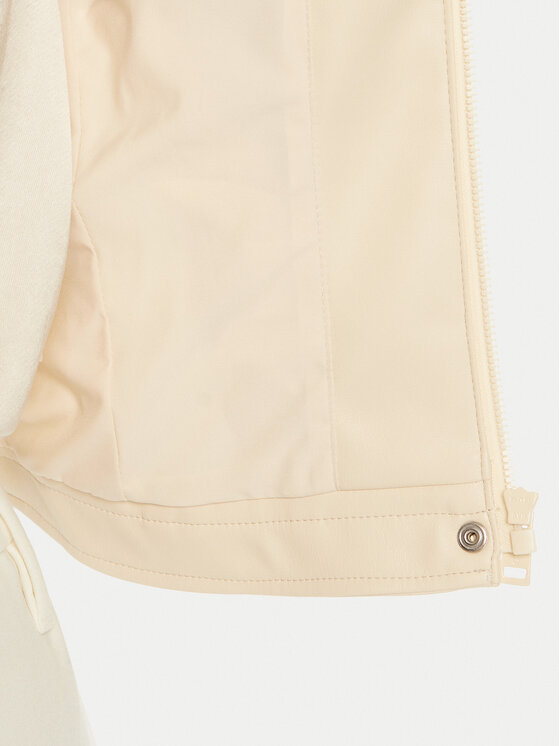 Guess Guess Kurtka skórzana W4YL04 WE480 Écru Regular Fit