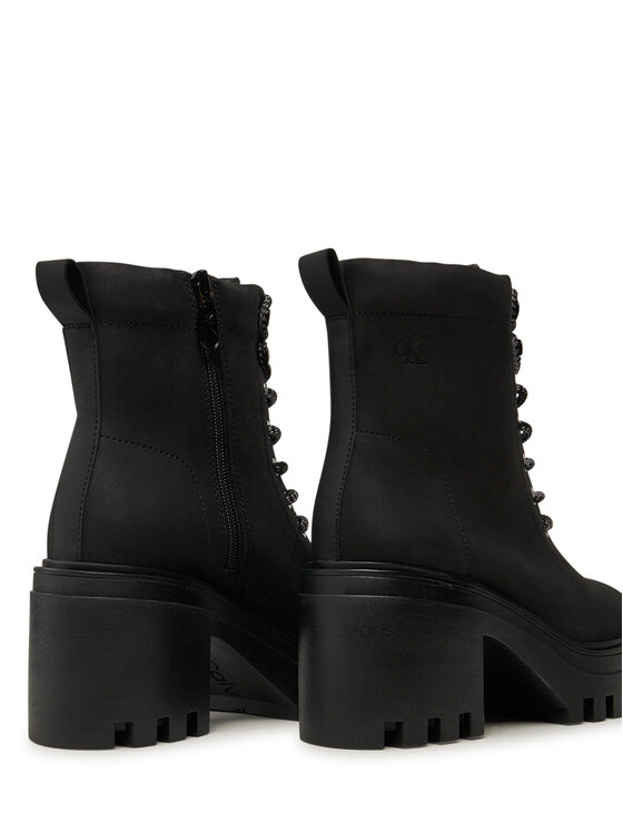 Calvin Klein Jeans Calvin Klein Jeans Trzewiki Chunky Heeled Zip Boot Lth YW0YW01548 Czarny