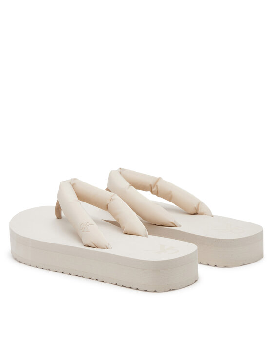 Calvin Klein Jeans Calvin Klein Jeans Japonki Beach Sandal Flatform Ttxr Satin YW0YW01723 Beżowy