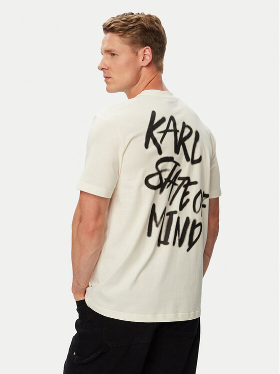 Karl Lagerfeld Jeans Karl Lagerfeld Jeans T-shirt B3M17005 Krem Regular Fit
