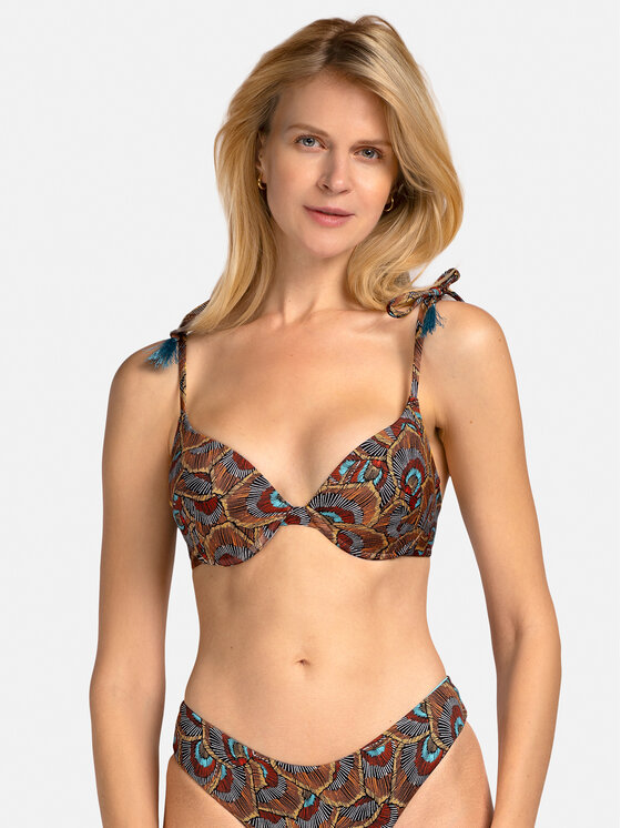 Miss Lou Miss Lou Bikini pezzo sopra G-BR1-BR Marrone