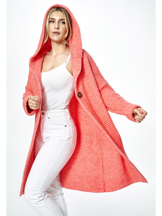 FIGL FIGL Sweter M884 Koralowy Oversize