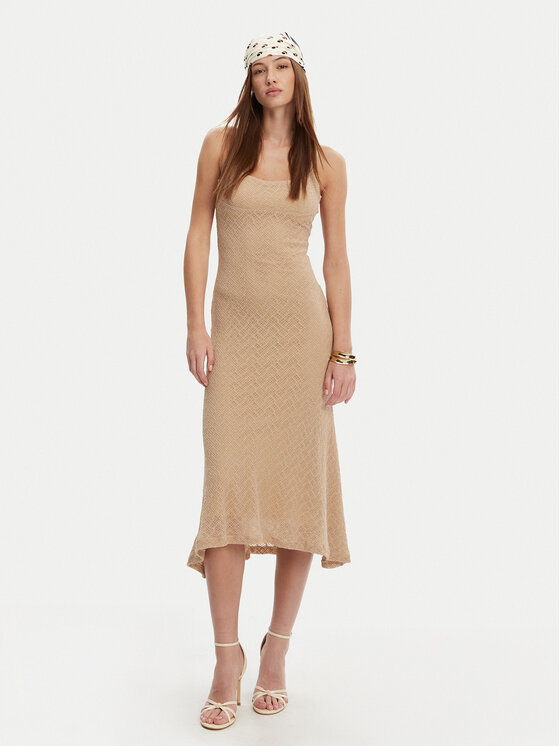 Bardot Bardot Sukienka koktajlowa 57998DB7 Beżowy Regular Fit