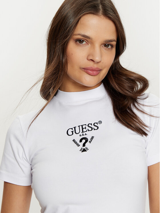 Guess Guess Vsakodnevna obleka V4YK02 KCDH1 Bela Slim Fit