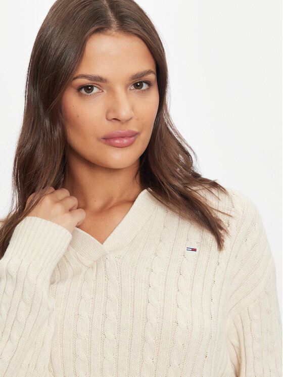 Tommy Jeans Tommy Jeans Pulover Rugby DW0DW18680 Bež Regular Fit