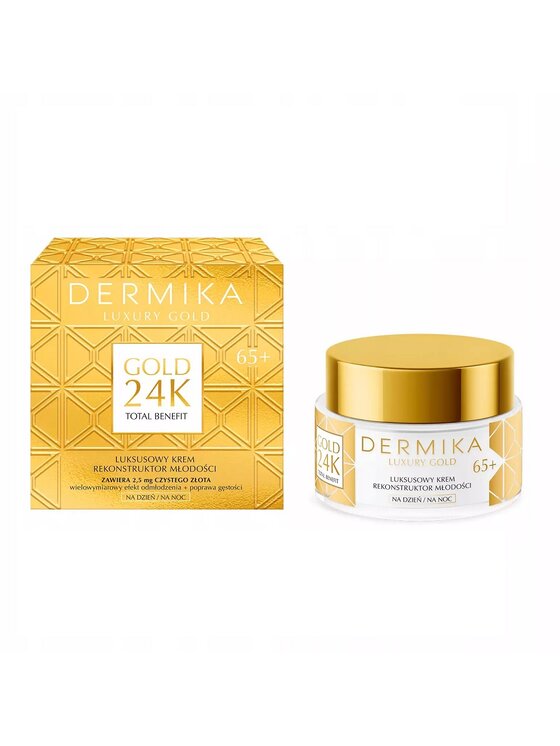 Krem do twarzy Dermika, Dermika Luxury Gold 24K Total Benefit luksusowy krem rekonstruktor młodości 65+ 50ml