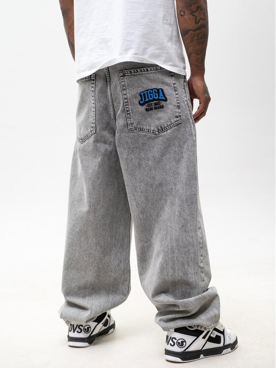 Jigga Wear Jigga Wear Jeansy Szerokie luźne streetwear uliczne premium 129195 Szary Baggy Fit