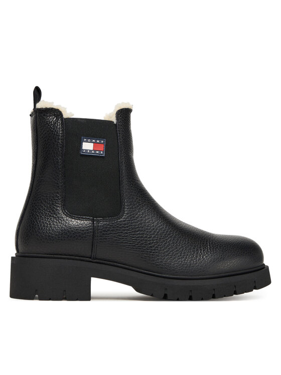 Tommy Jeans Tommy Jeans Členková obuv s elastickým prvkom Tjw Chelsea Boot Wl EN0EN02826 Čierna