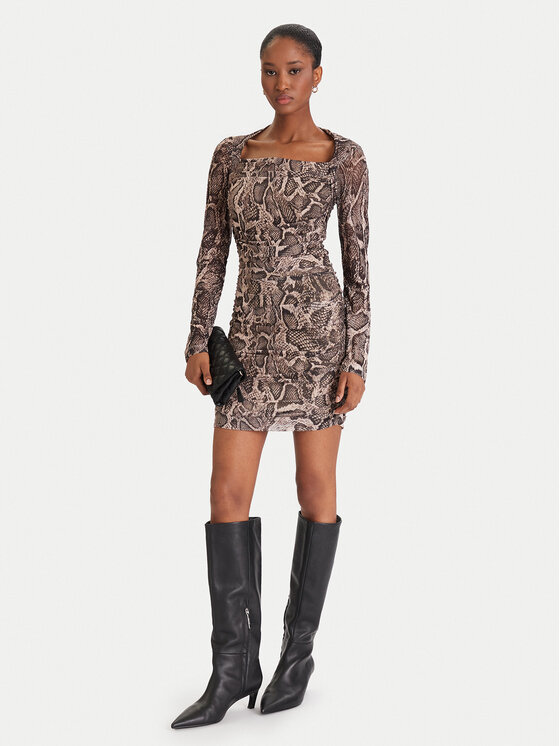 Guess Guess Kokteilinė suknelė W5BK65 KCZC2 Smėlio Slim Fit