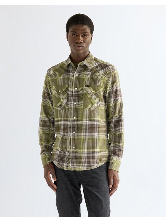 Wrangler Wrangler Koszula WESTERN SHIRT Zielony Regular Fit