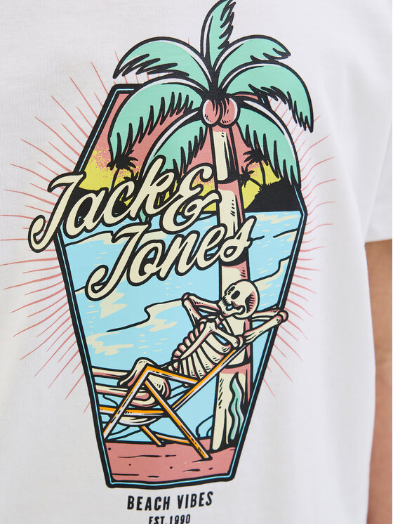 Jack & Jones Junior Jack & Jones Junior T-Shirt Elijah 12269825 Biały Regular Fit