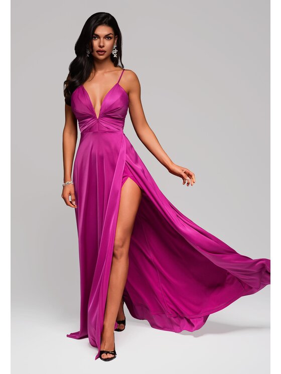 Ombre Ombre Sukienka wieczorowa LA-OM-DLR177 Różowy Regular Fit