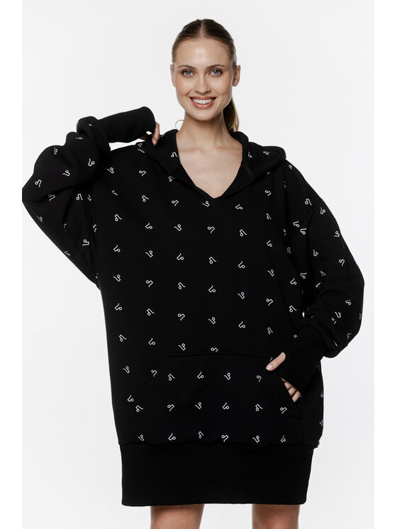 Pilawski Pilawski Bluza BLUZA AGA BIAŁY MONOGRAM Czarny Oversize