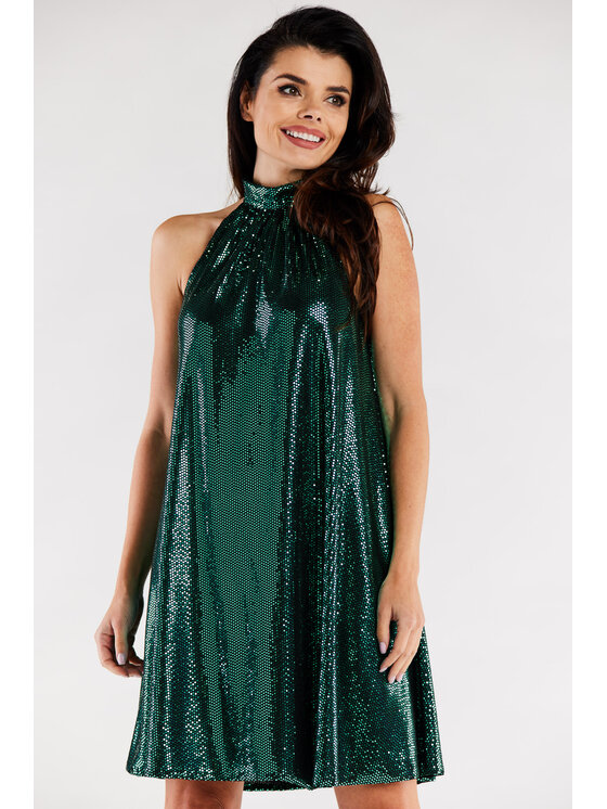 Awama Awama Sukienka wieczorowa A563 Zielony Basic Fit