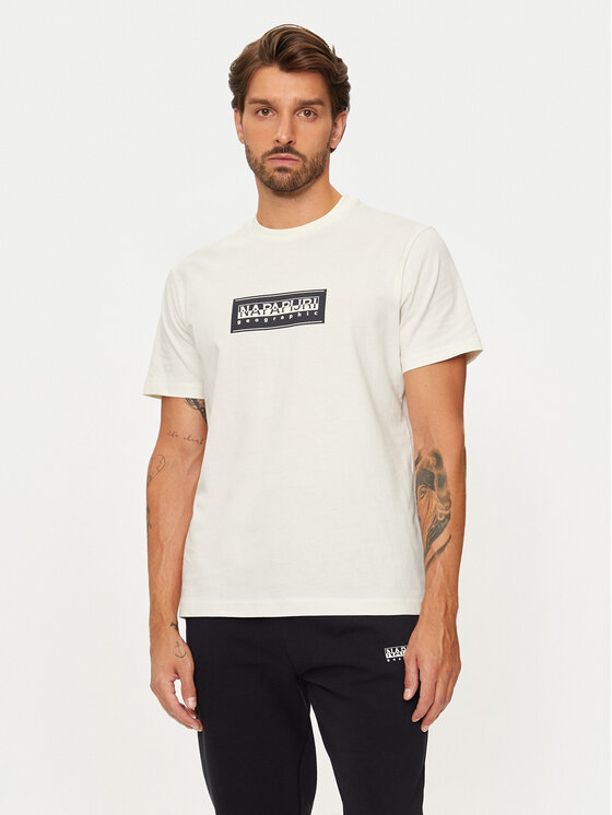 Napapijri T-krekls S-box Logo NP0A4I3L Écru Regular Fit