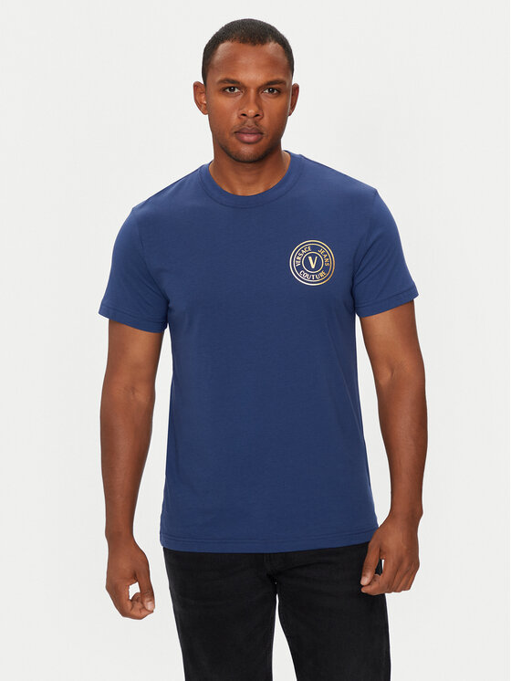 Versace Jeans Couture Tricou 77GAHT00 CJ00T Albastru Slim Fit