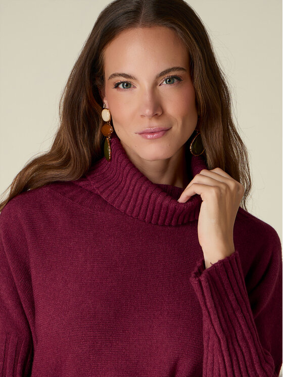 Oltre Oltre Sweter M155E002164N036 Bordowy Boxy Fit