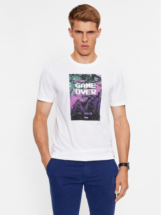 BOSS Boss T-särk Temessage 50503552 Valge Relaxed Fit