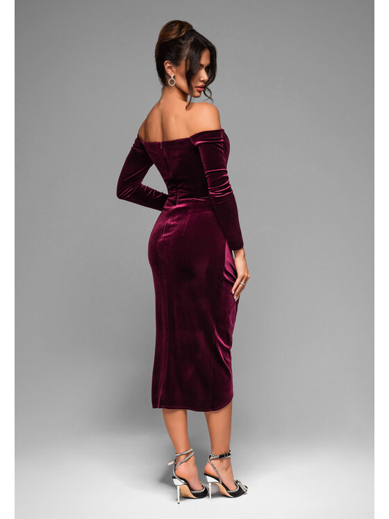 Ombre Ombre Sukienka koktajlowa LA-OM-DLR001 Bordowy Regular Fit
