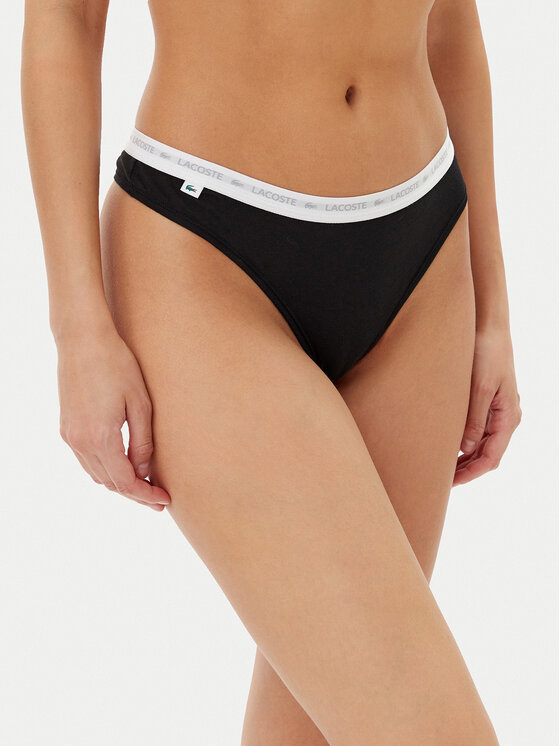 Lacoste Lacoste Sada 3 kusů string kalhotek 8F1341 Černá