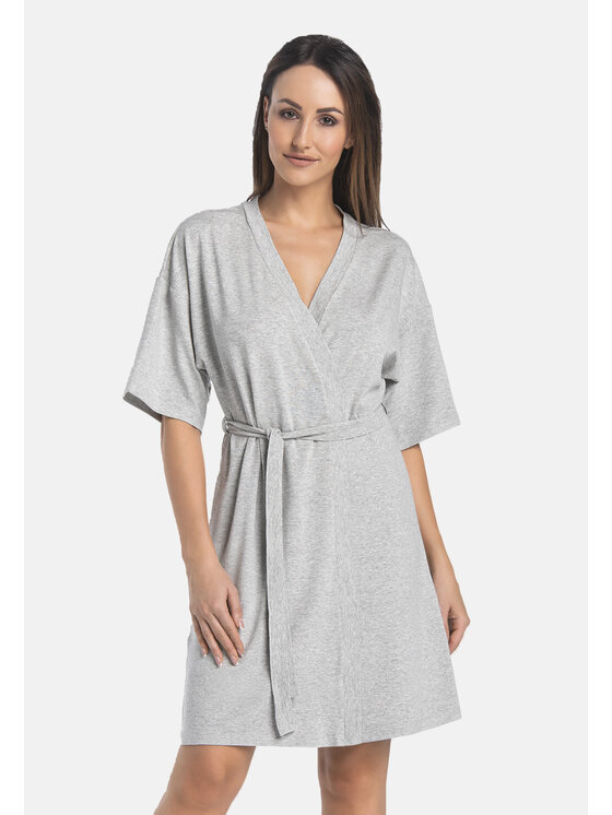 Teyli Teyli Szlafrok damski z wiskozy Maddalena Szary Standard Fit