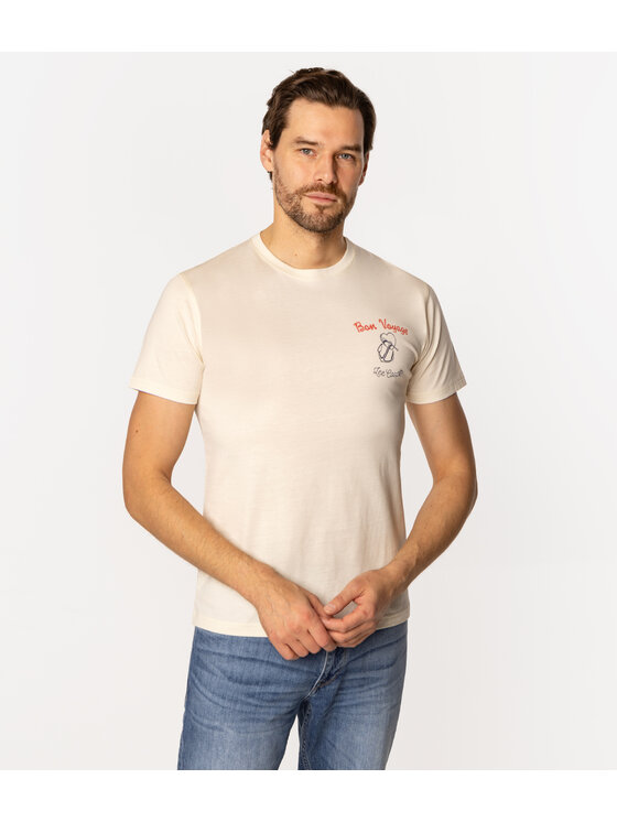Lee Cooper Lee Cooper T-Shirt BON VOYAGE 1145 Beżowy Slim Fit