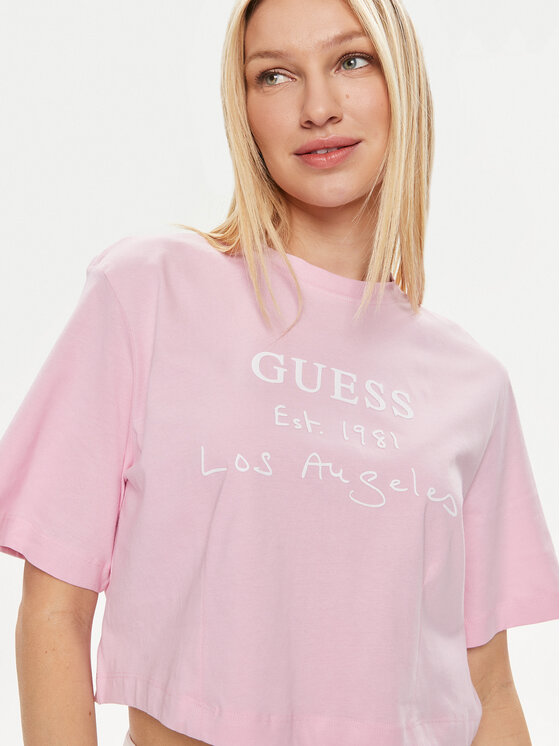 Guess Guess Тишърт Dakota V4GI13 JA914 Розов Boxy Fit
