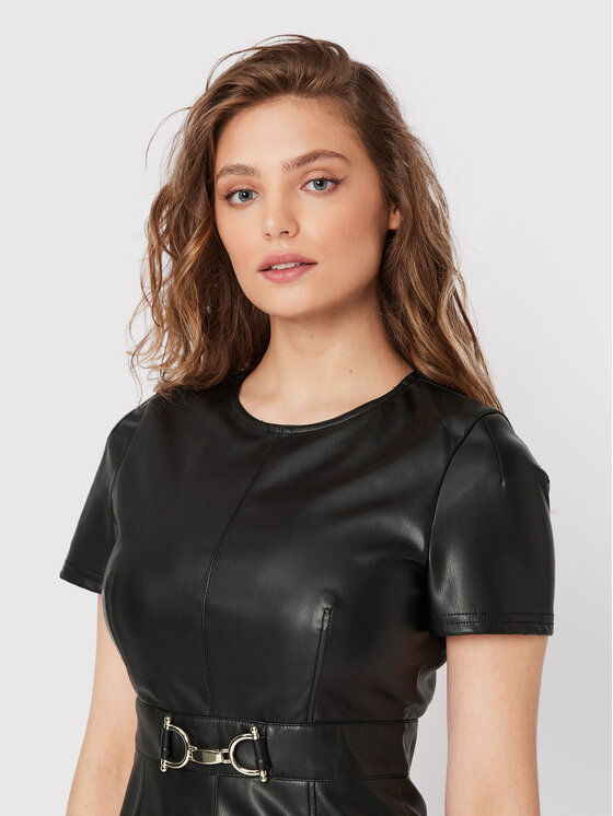 Marella Marella Рокля от имитация на кожа Avocado 36260128 Черен Slim Fit