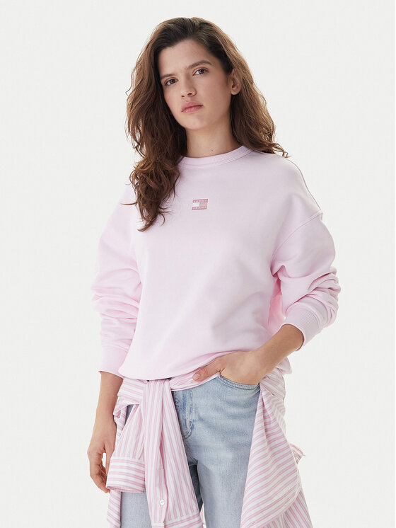 Tommy Jeans Tommy Jeans Mikina Badge DW0DW17325 Růžová Boxy Fit