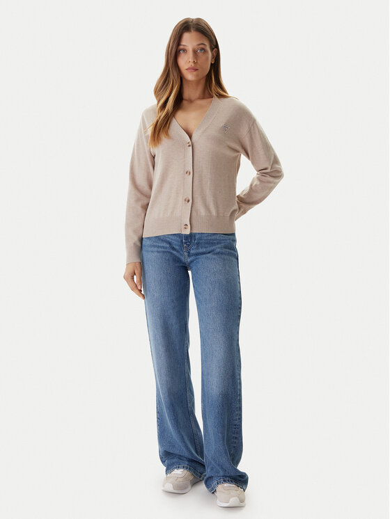 Guess Jeans Guess Jeans Strickjacke W4BR16 Z3HO2 Beige Regular Fit