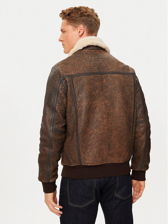 Schott NYC Schott NYC Kožená bunda LCBOMBARDIER Hnědá Regular Fit
